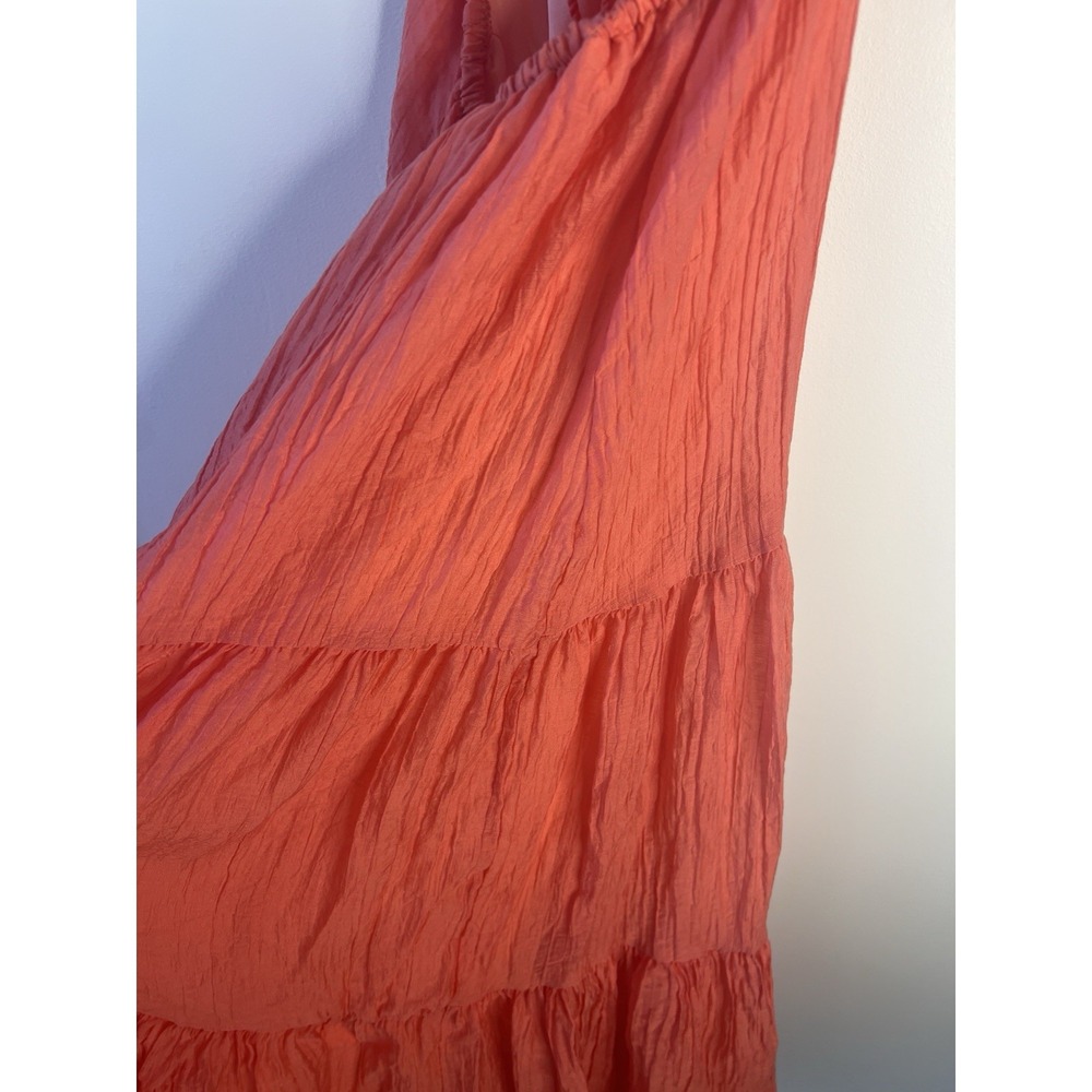 Coral Midi Tiered Open Back Boho Beach Party Dress Women‎ M Indie Festival - Picture 7 of 13